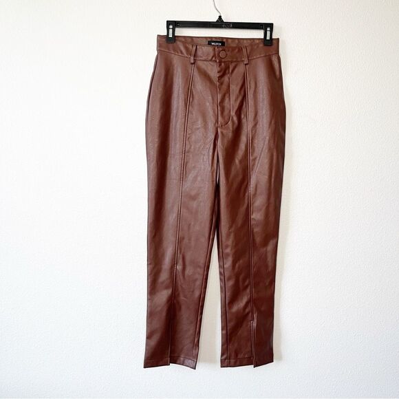 Wildfox Women's Princess Seams Split Hem Faux Leather Pants Size Small NEW - Picture 4 of 8